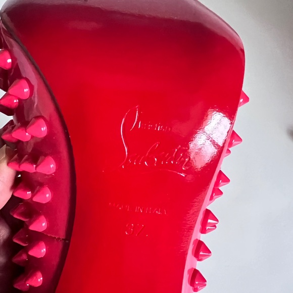 Christian Louboutin Pigalle Spikes 120 Patent Pink Grenadine Sz 37 NEW